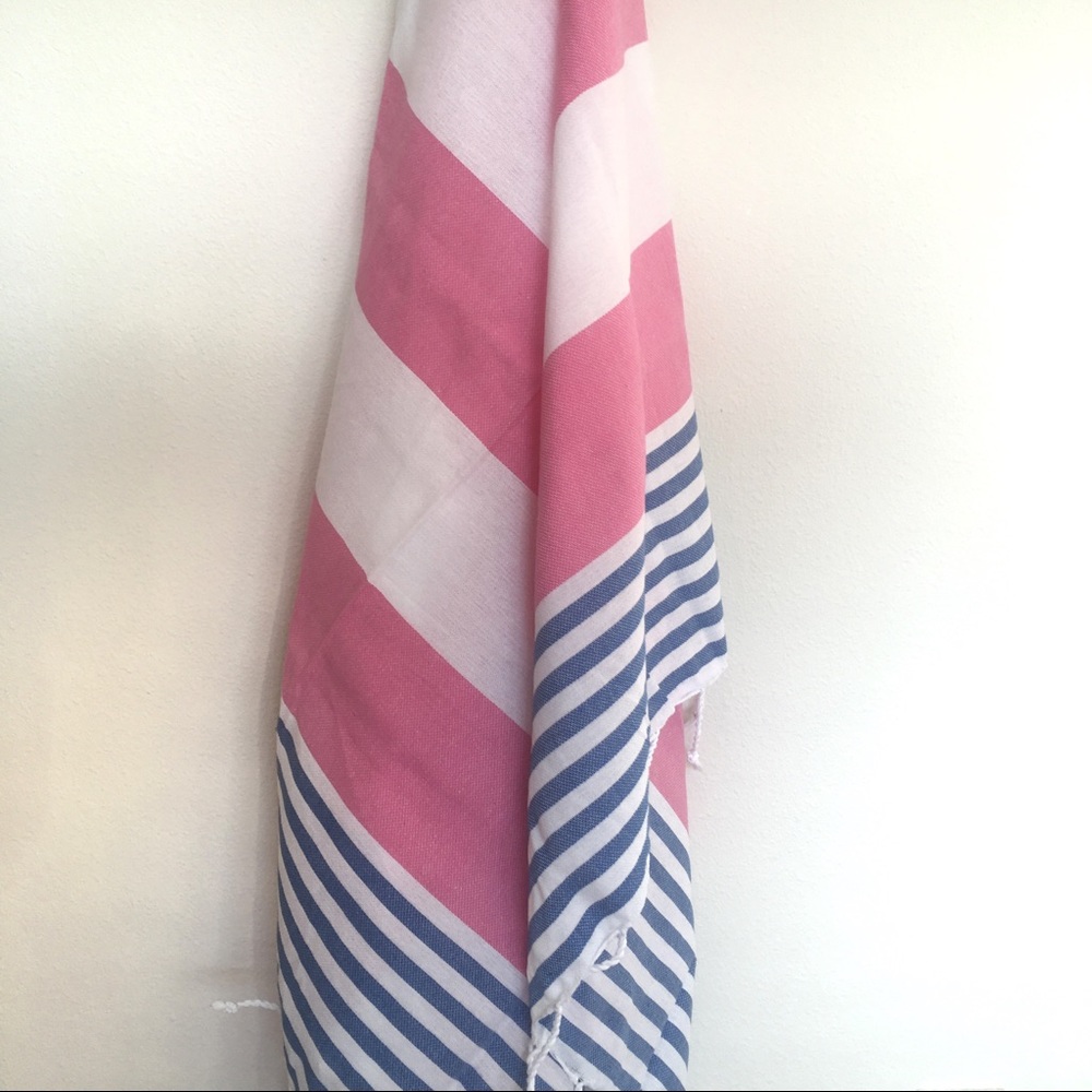 New Turkish Cotton Beach Towel | Pink Blue White